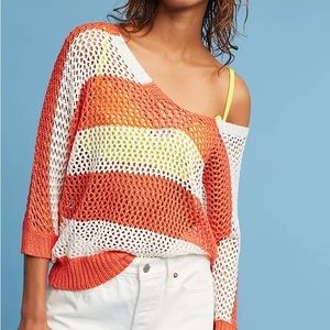 (A53) NEW Anthropologie Tina + Jo Boardwalk Open-Stitched Pullover, Size Small